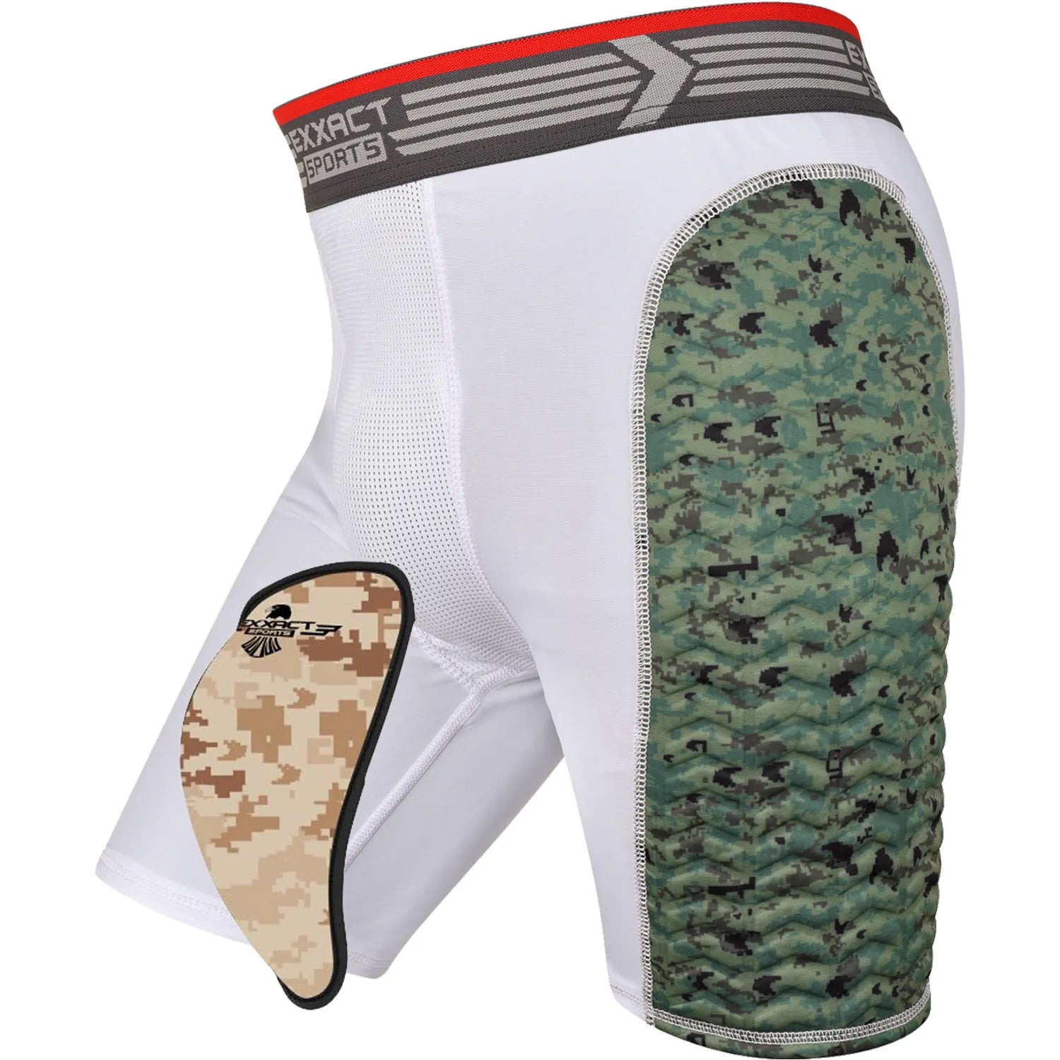 Men's Padded Sliding Shorts with Soft Athletic Cup White/Green