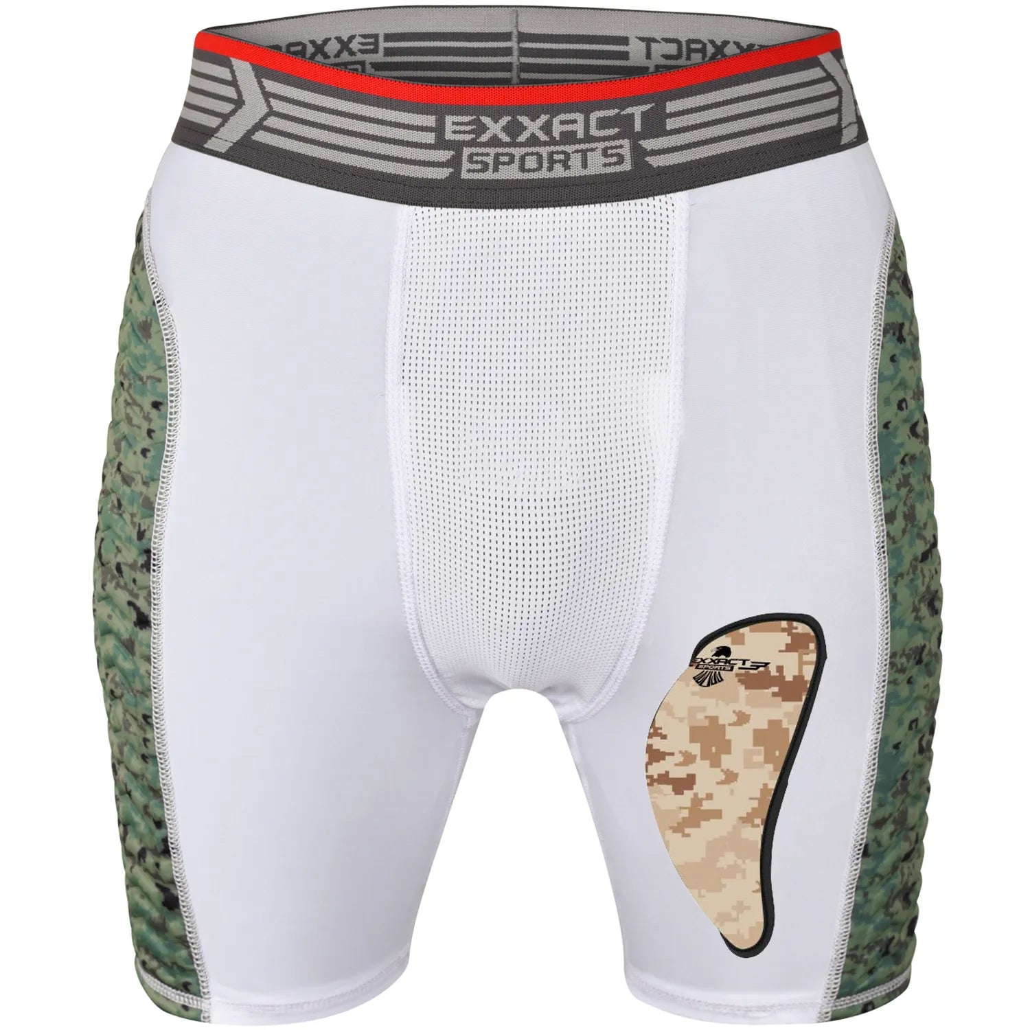 Men's Padded Sliding Shorts with Soft Athletic Cup White/Green