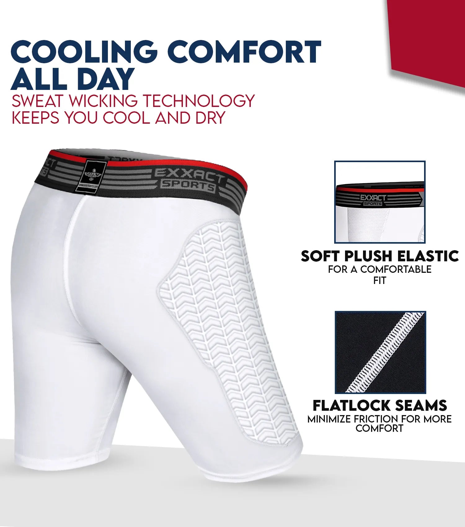 Men's Padded Sliding Shorts with Soft Athletic Cup White