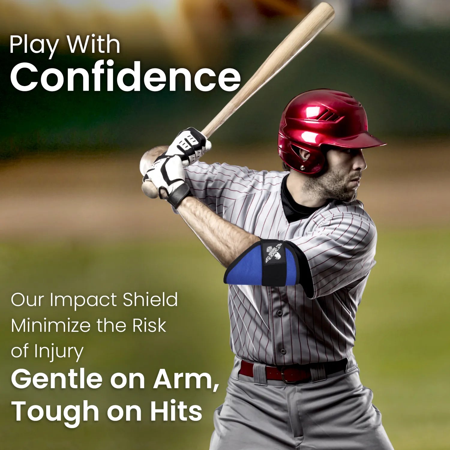Baseball Elbow Guard with Adjustable Strap (Black Baseball Flag)