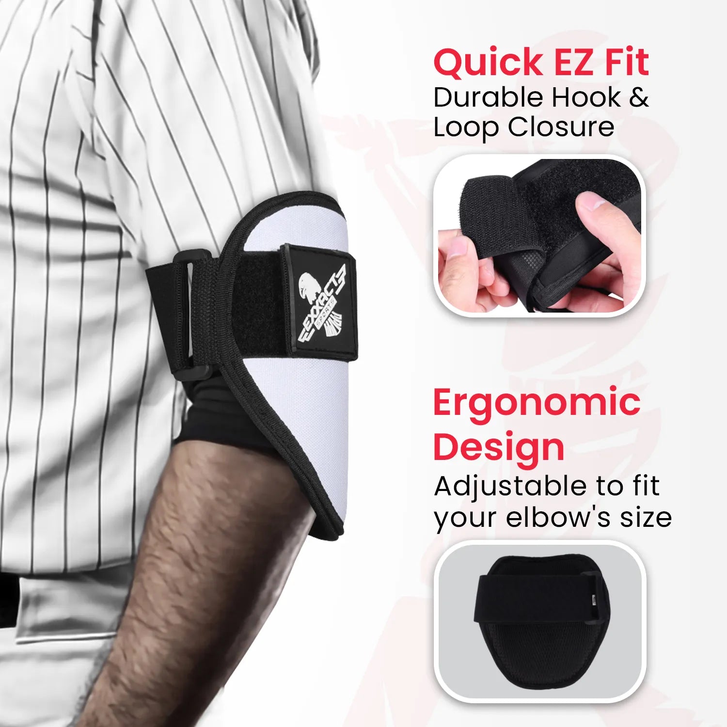 Baseball Elbow Guard with Adjustable Strap (White)