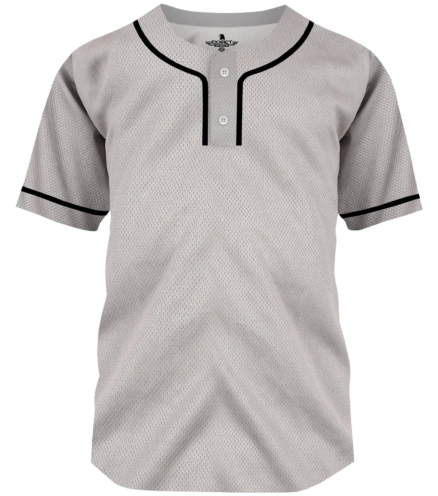 Baseball Jersey for Men and Women, 2-Button Plain Jersey (Gray)