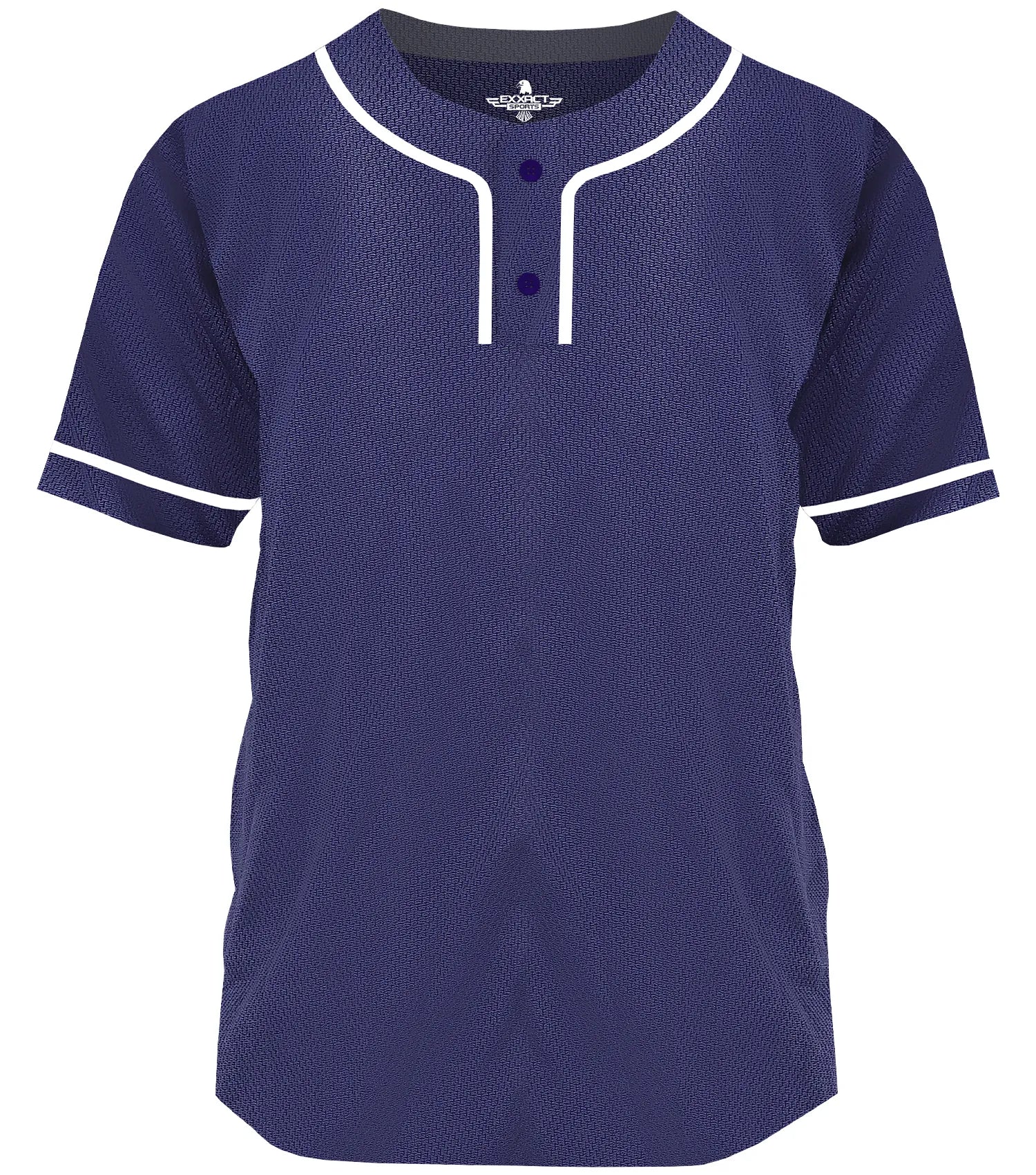 Baseball Jersey for Men and Women, 2-Button Plain Jersey (Navy)