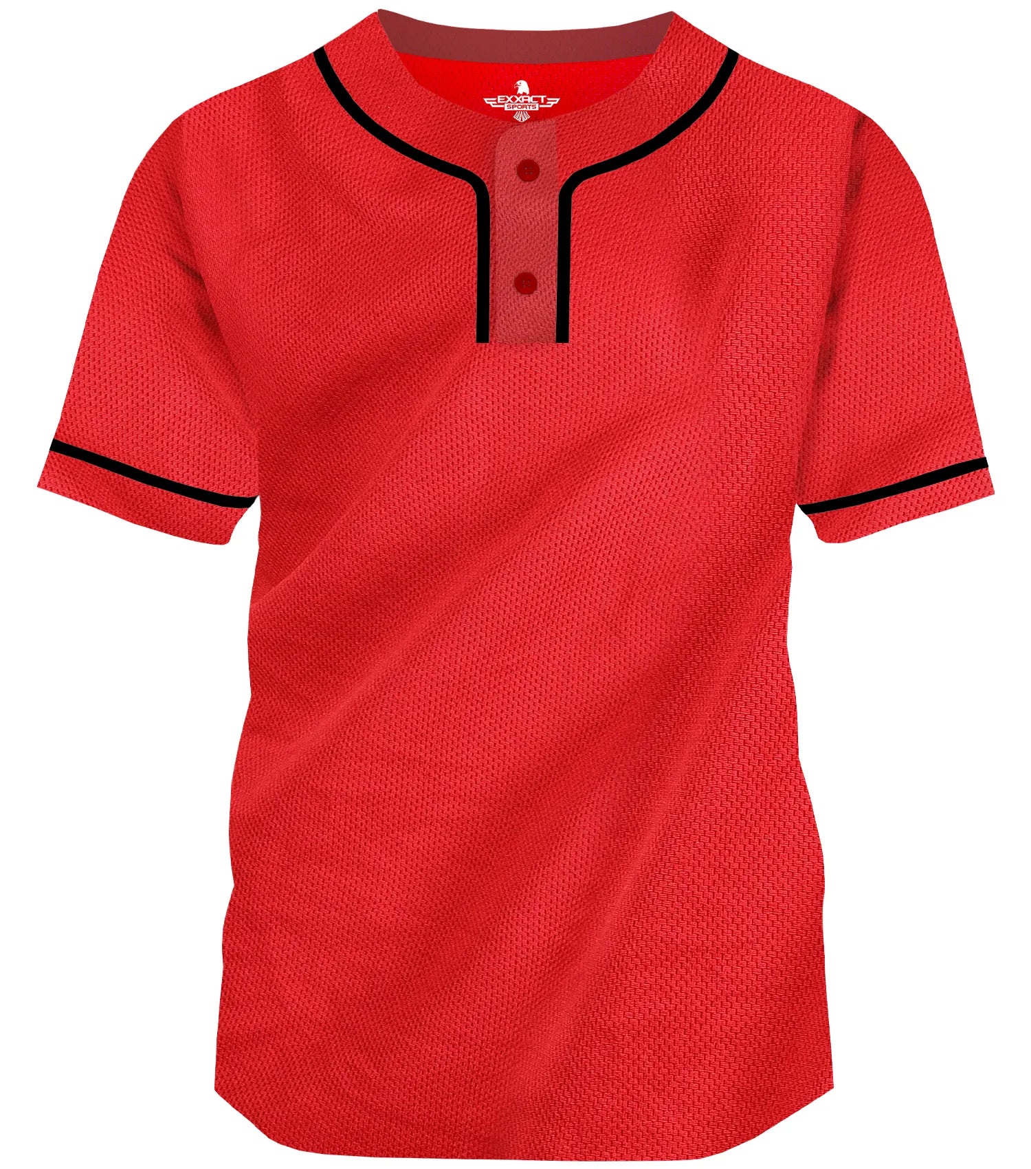 Baseball Jersey for Men and Women, 2-Button Plain Jersey (Red)