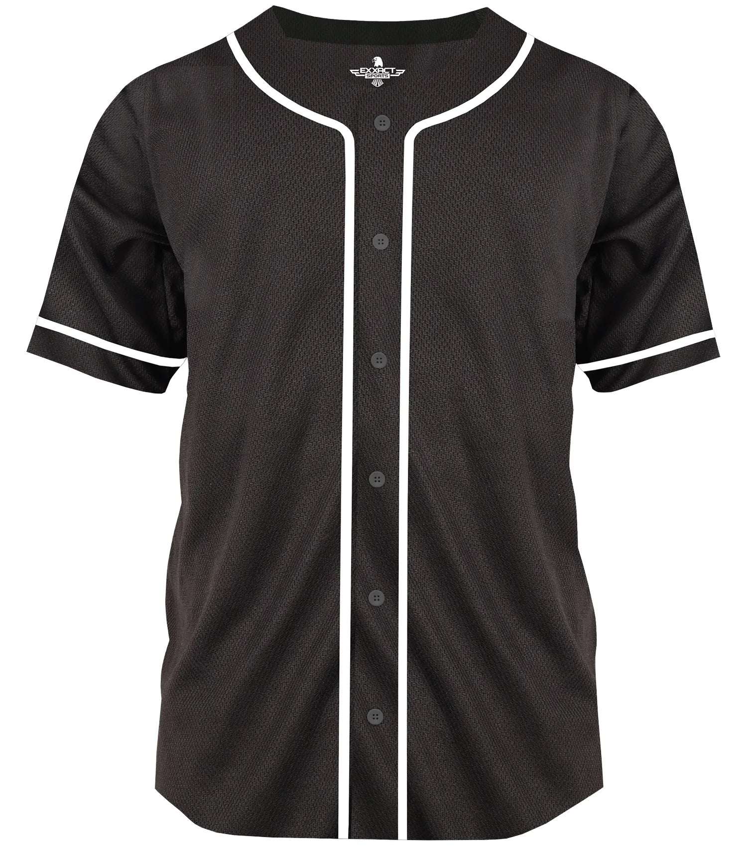 Baseball Jersey for Men and Women, Button Down Plain Jersey (Black)