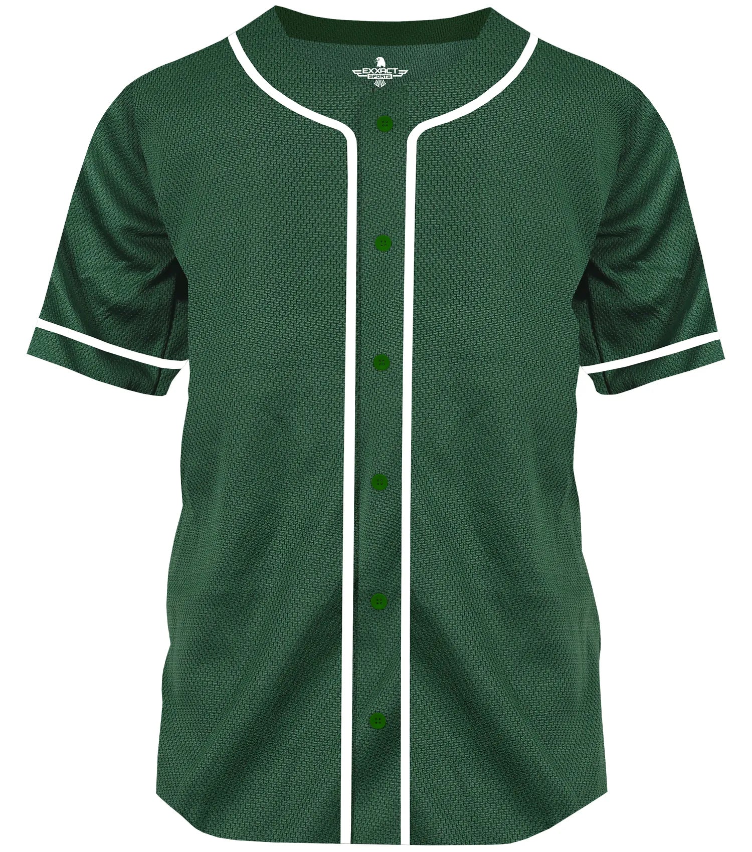 Baseball Jersey for Men and Women, Button Down Plain Jersey (Dark Green)