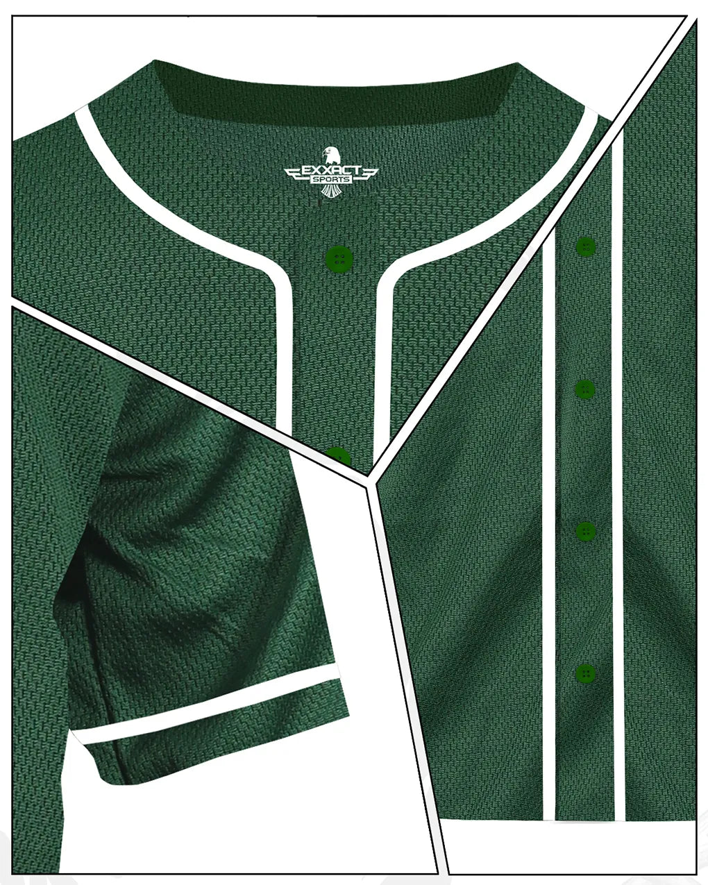 Baseball Jersey for Men and Women, Button Down Plain Jersey (Dark Green)