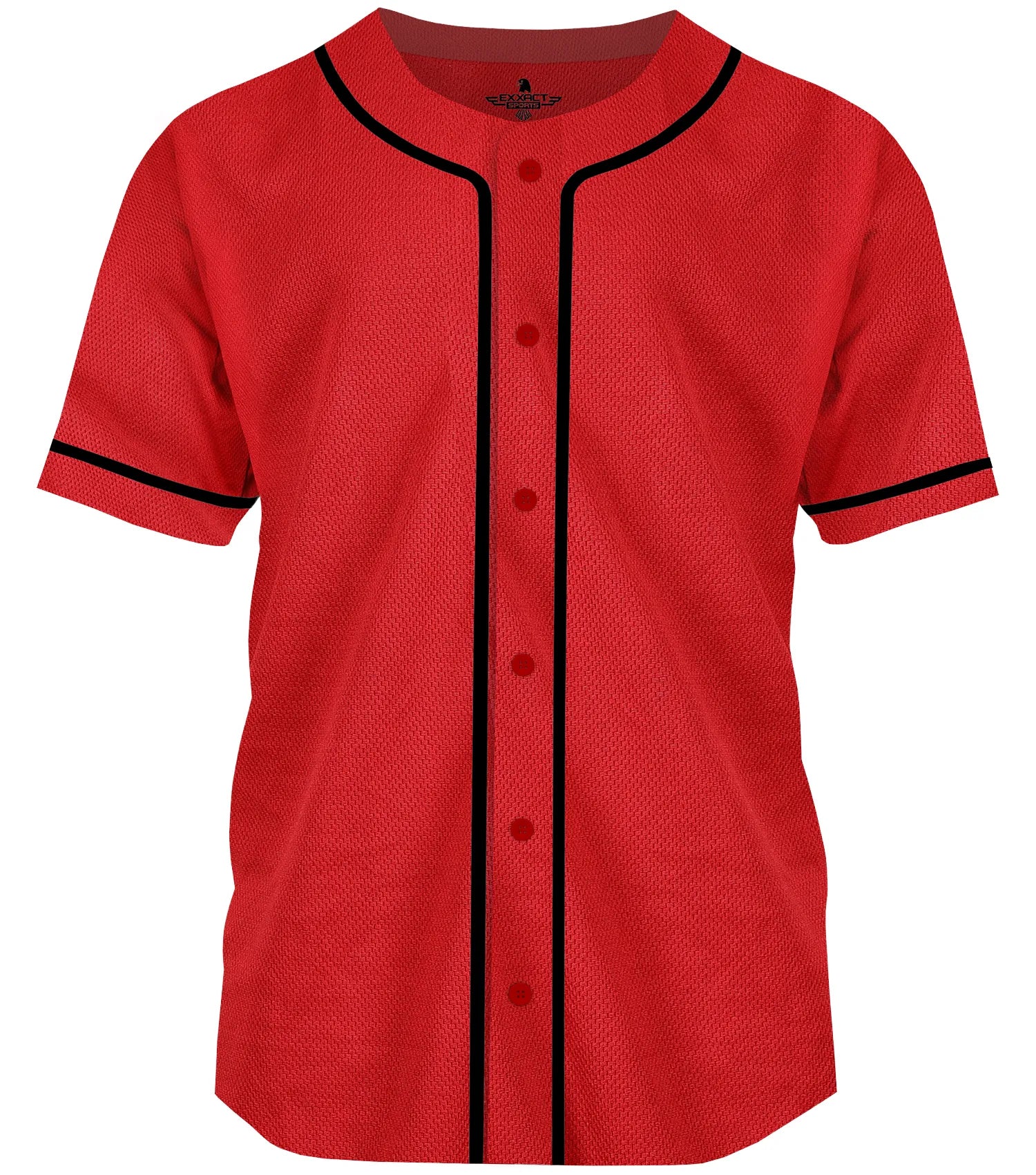 Baseball Jersey for Men and Women, Button Down Plain Jersey (Red)