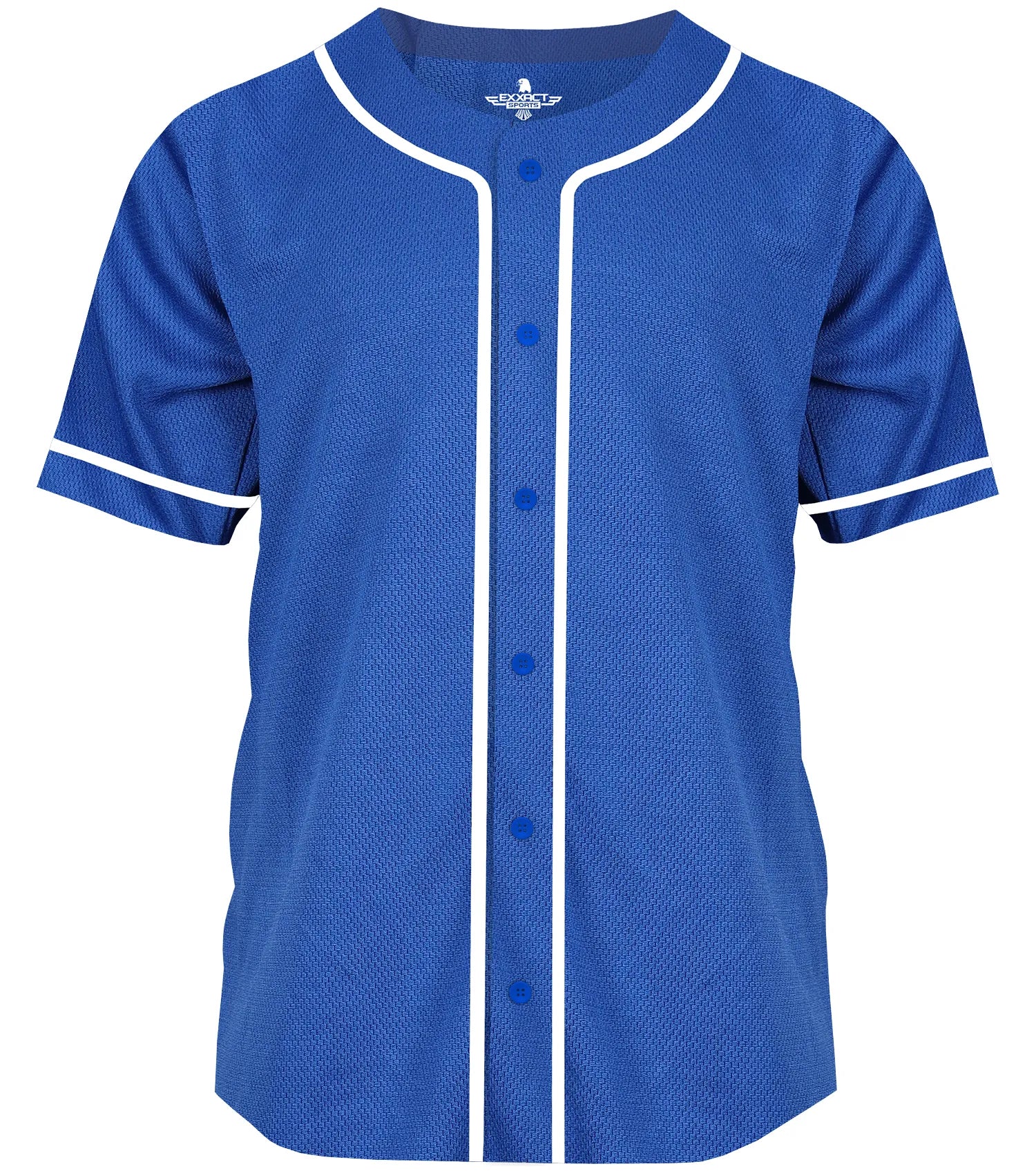 Baseball Jersey for Men and Women, Button Down Plain Jersey (Royal Blue)