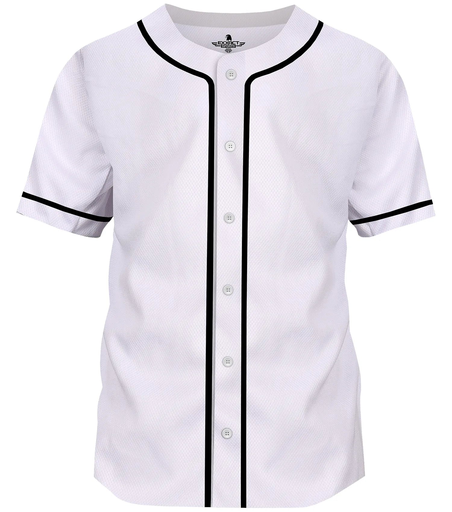 Baseball Jersey for Men and Women, Button Down Plain Jersey (White)