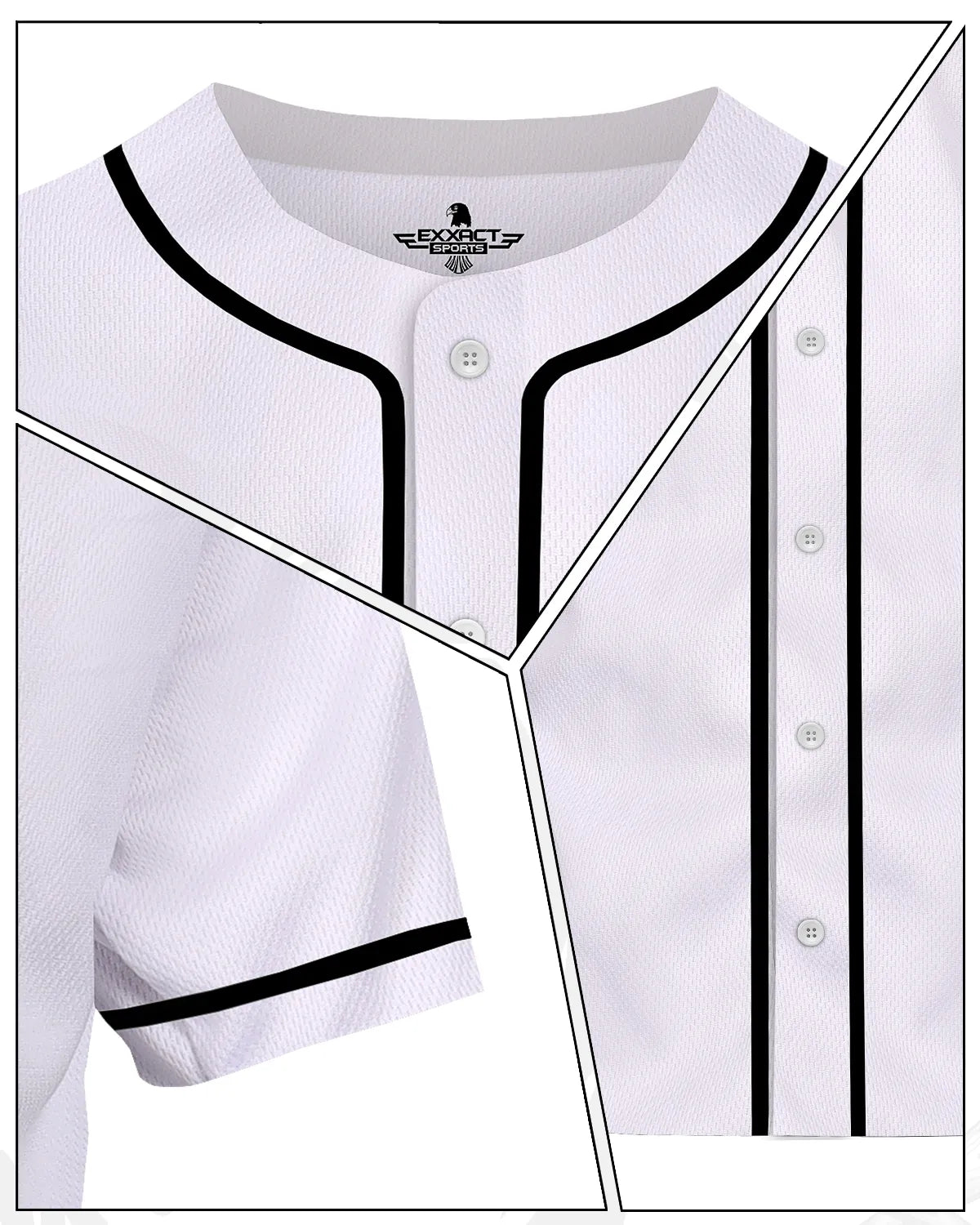 Baseball Jersey for Men and Women, Button Down Plain Jersey (White)