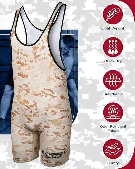 Boys Youth Camouflage Wrestling Singlets Desert Camo