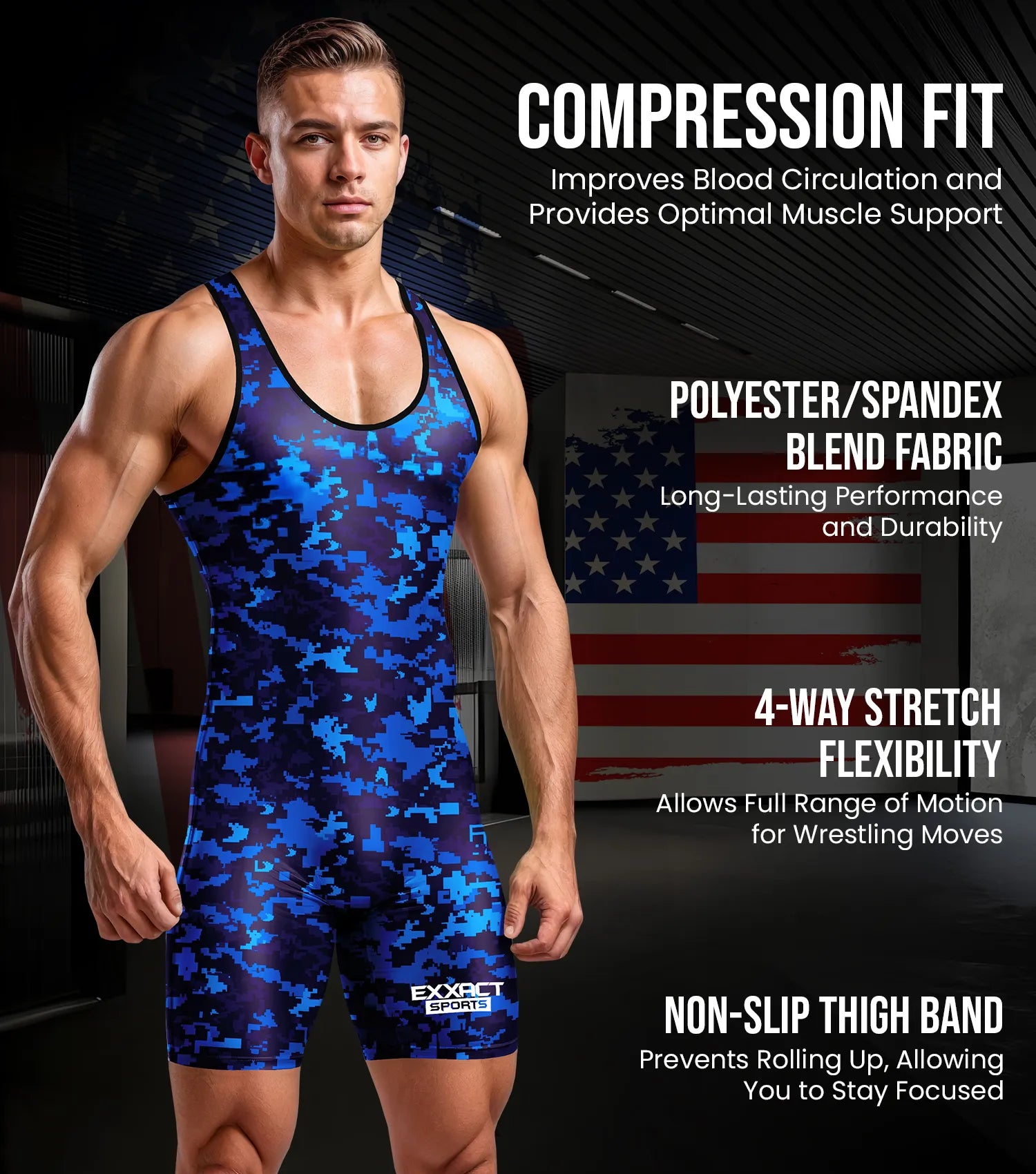 Camouflage Wrestling Singlet For MMA, Powerlifting & Training