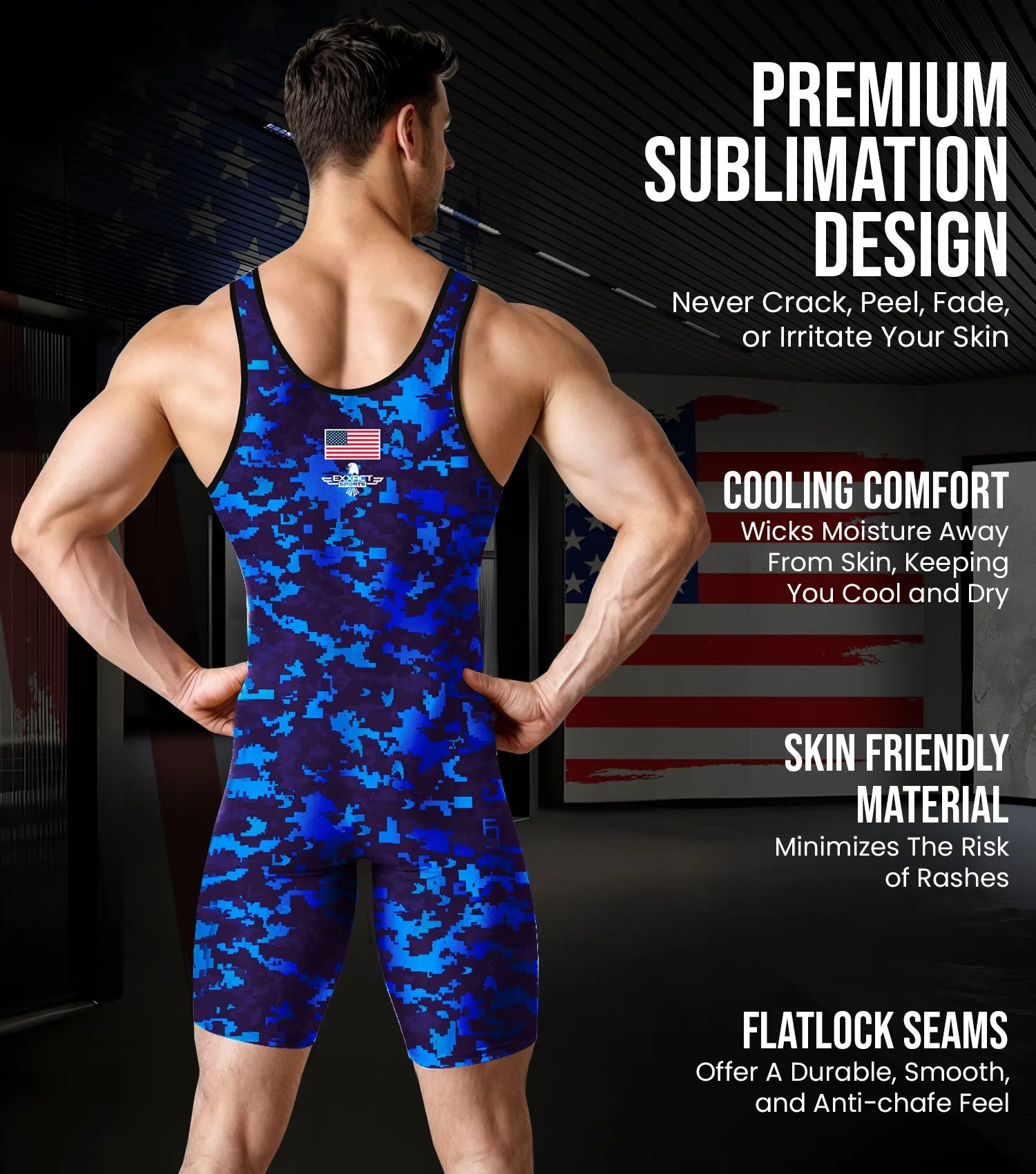 Camouflage Wrestling Singlet For MMA, Powerlifting & Training