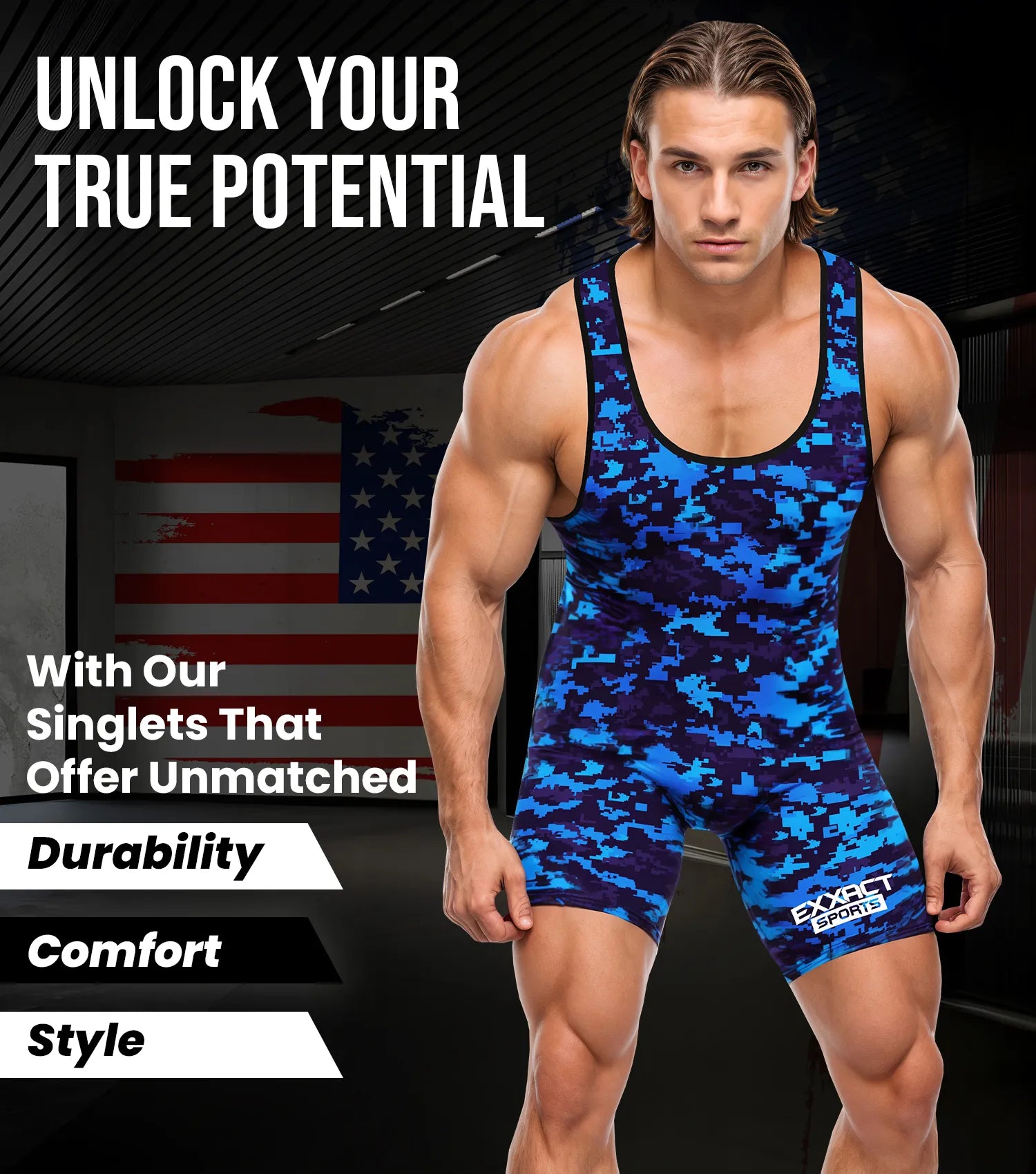 Camouflage Wrestling Singlet For MMA, Powerlifting & Training