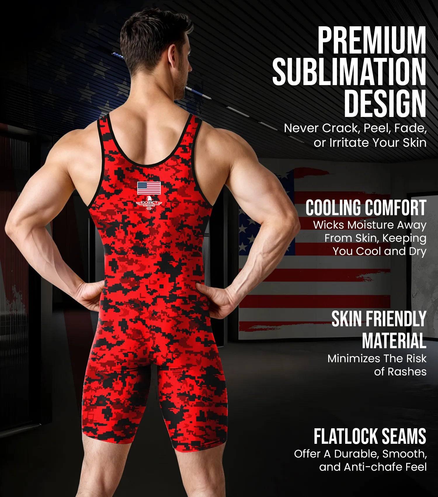 Camouflage Wrestling Singlet For MMA, Powerlifting & Training