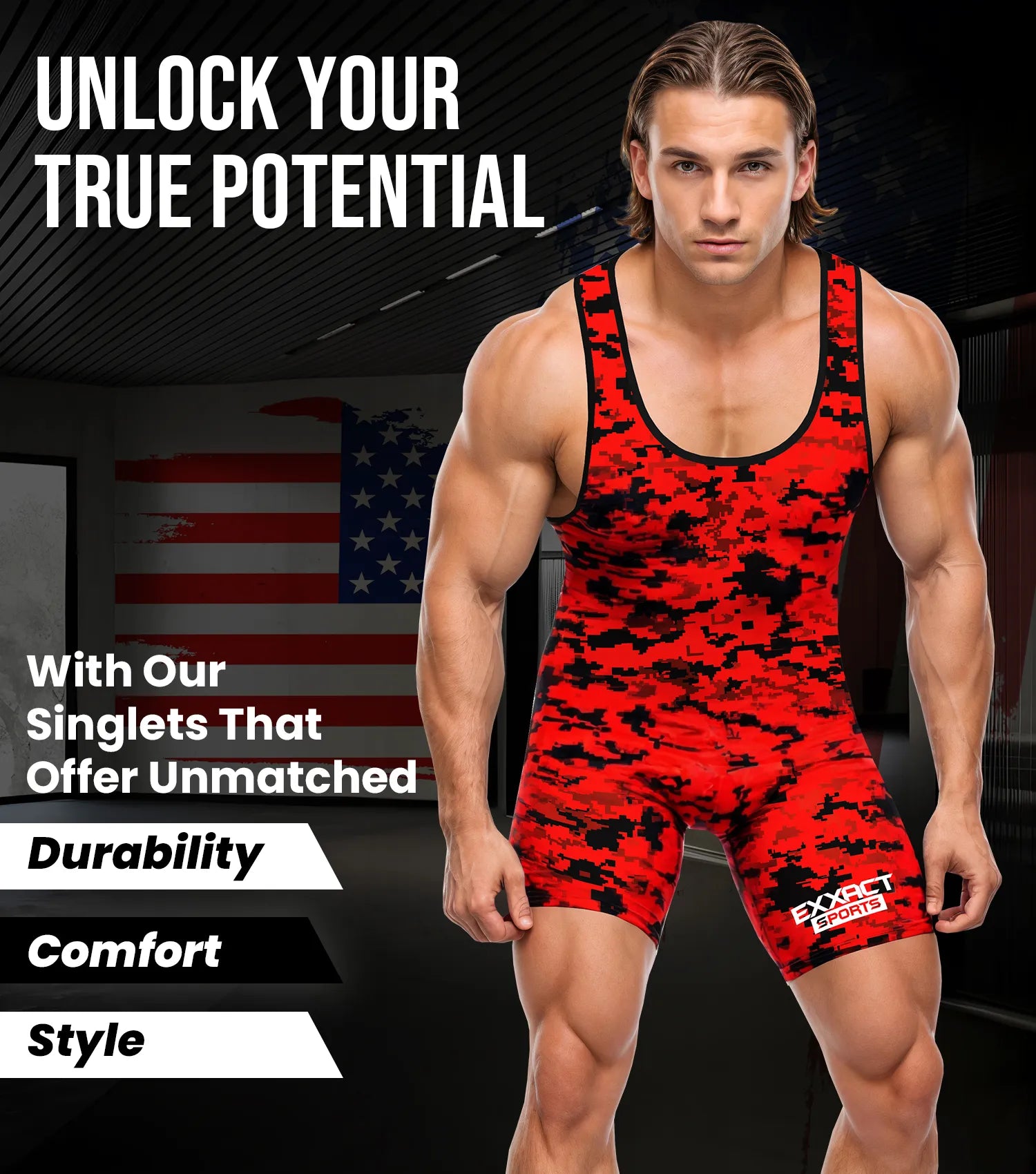 Camouflage Wrestling Singlet For MMA, Powerlifting & Training