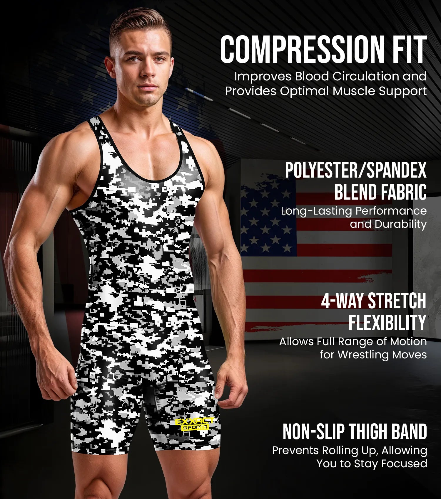 Camouflage Wrestling Singlet For MMA, Powerlifting & Training