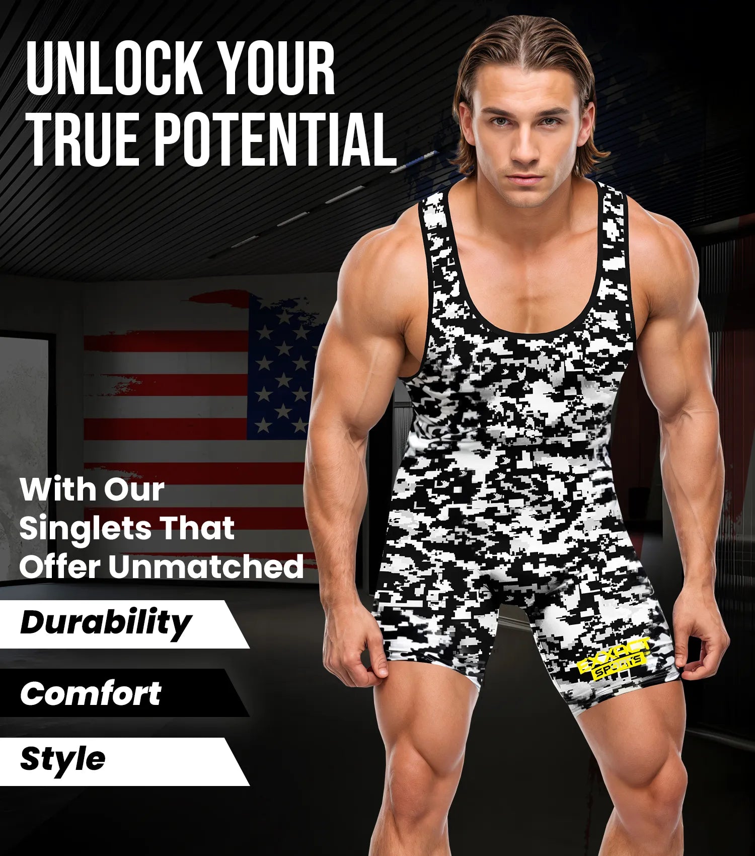 Camouflage Wrestling Singlet For MMA, Powerlifting & Training