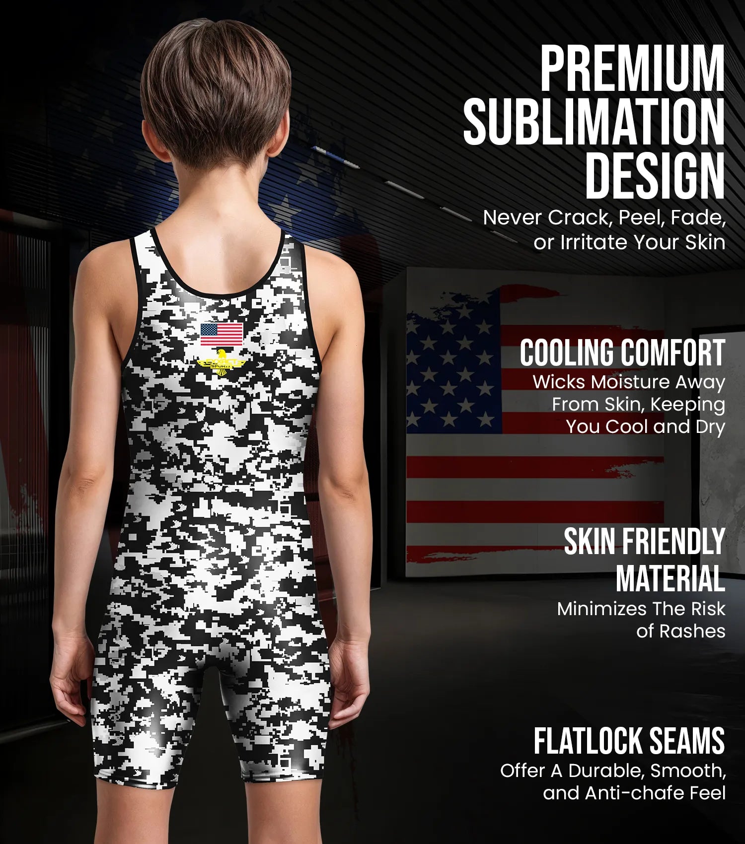 Camouflage Wrestling Singlet For MMA, Powerlifting & Training