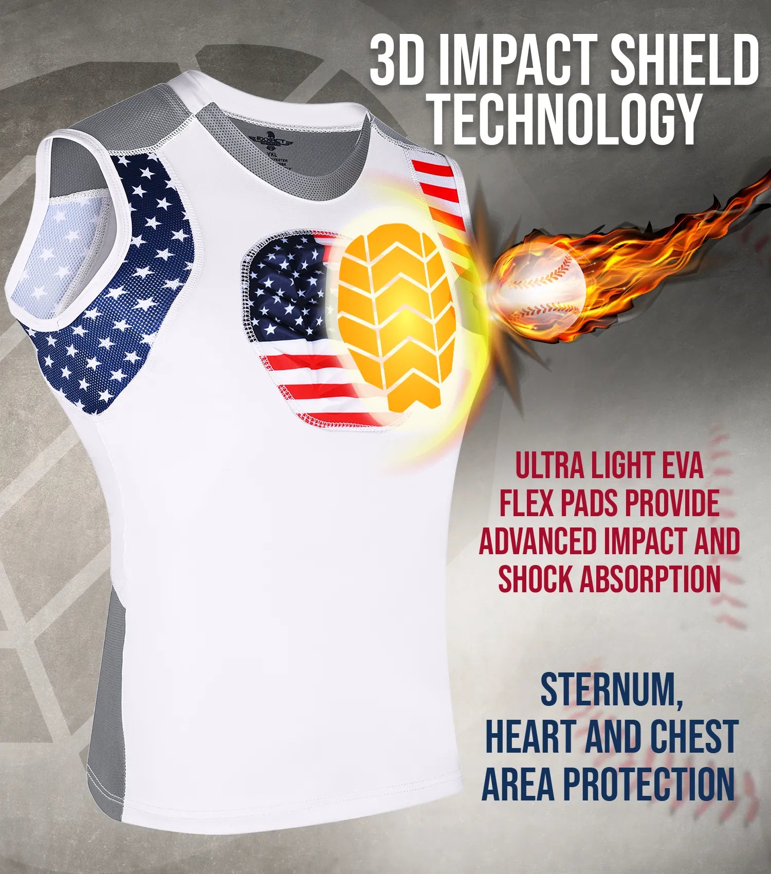 Youth Boys Baseball Chest Protector For Sternum Heart Protection Patriot