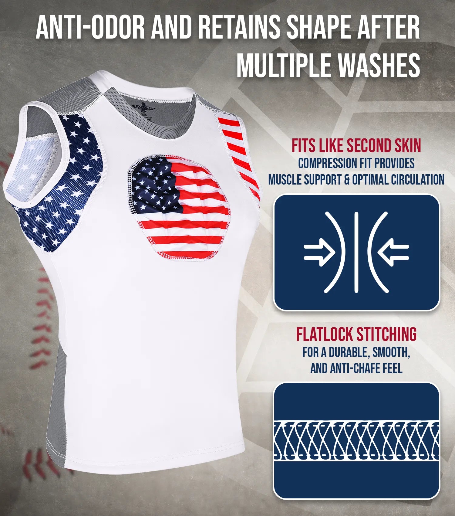 Youth Boys Baseball Chest Protector For Sternum Heart Protection Patriot