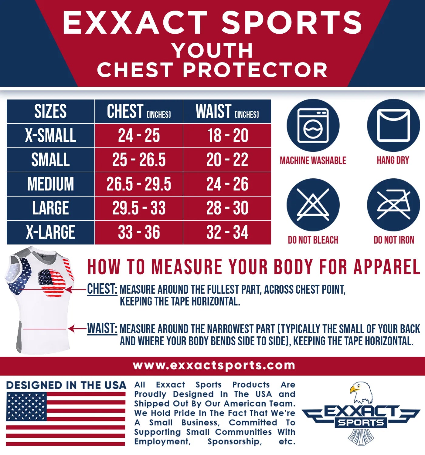Youth Boys Baseball Chest Protector For Sternum Heart Protection Patriot