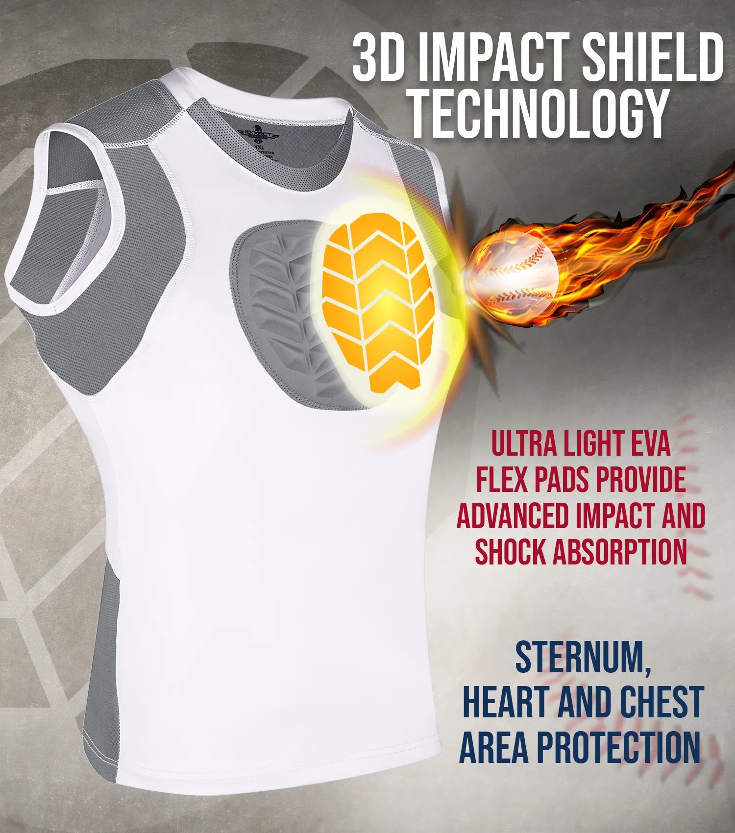 Russell Shirt Youth XL Padded Heart Guard Sternum Chest Protection Russell Shirt Youth XL Padded Heart Guard Sternum Chest Protection
