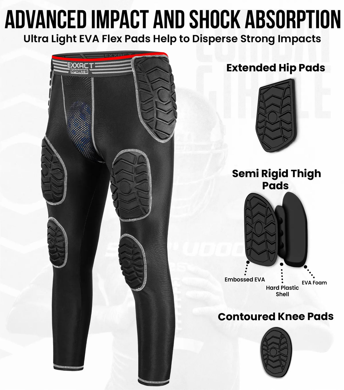 Comprex Compression Pad Combat 7-Pads Compression Pant Adult | Exxact Sports