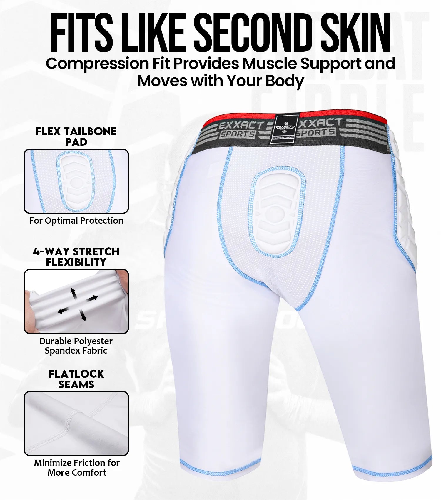 Combat 7 Pads Men Football Girdle with Cup Pocket White Adult ExxactSports