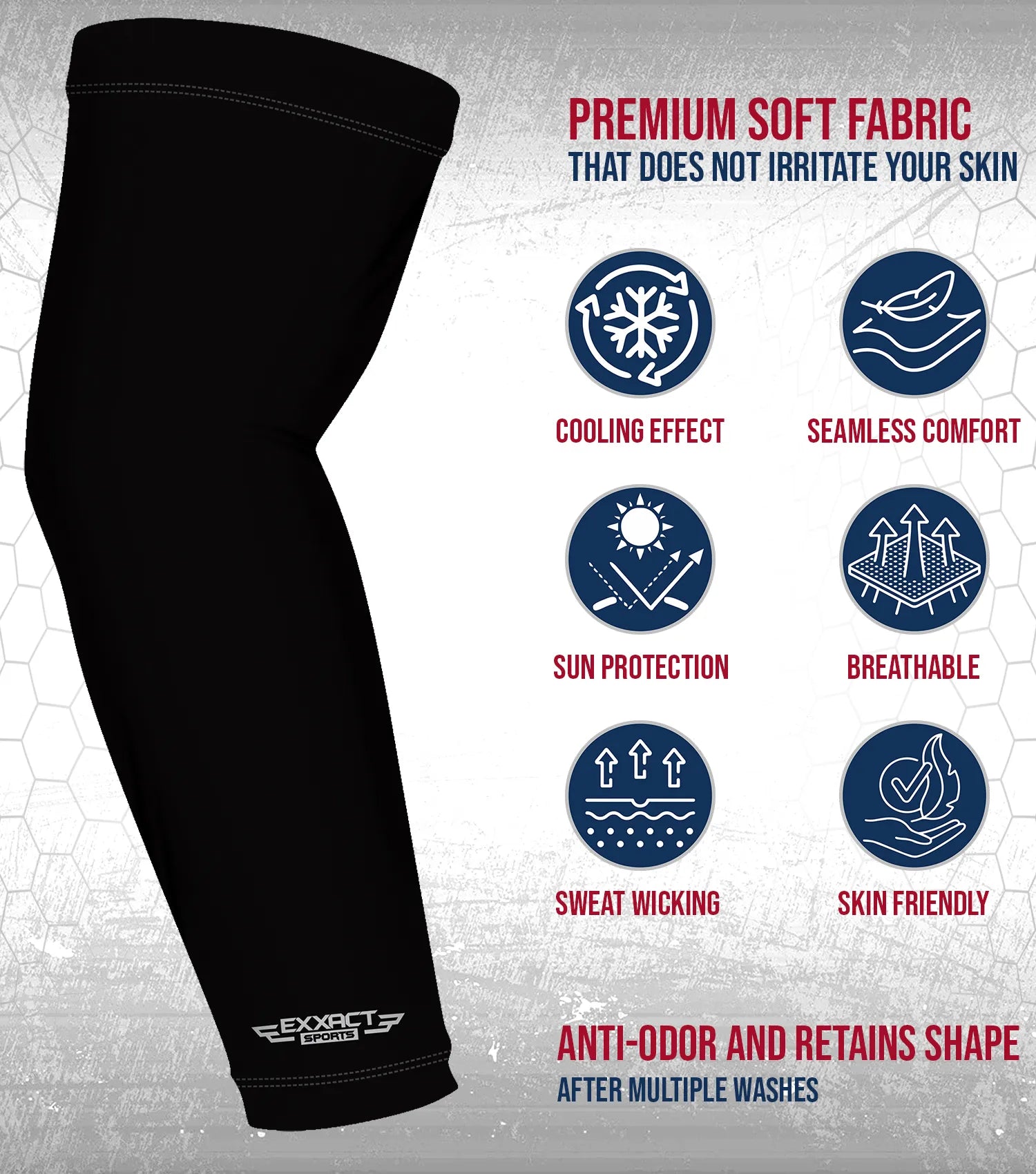 Compression Arm Sleeves for Mens & Womens Youth & Adult - (1 Pair) Black