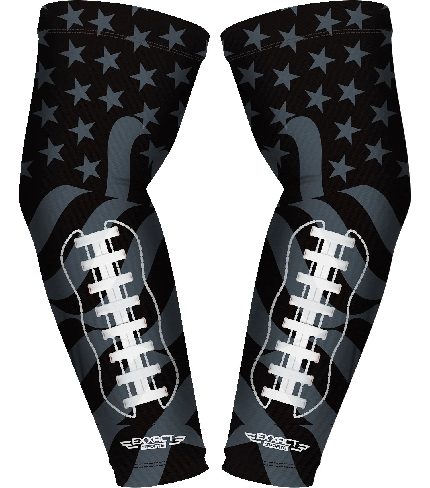 Compression Arm Sleeves for Mens & Womens Youth & Adult - (1 Pair) Black Football Flag