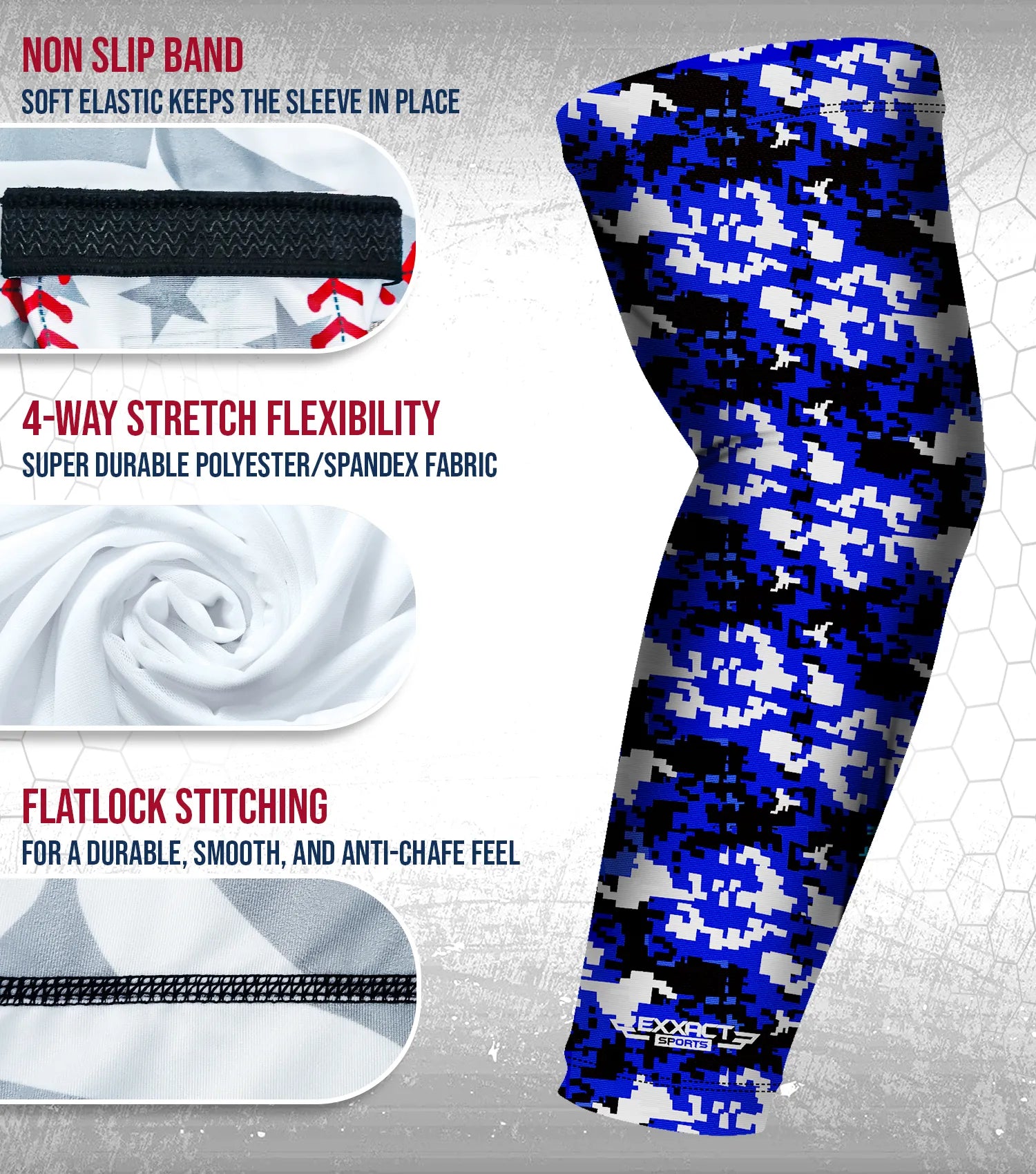 Compression Arm Sleeves for Mens & Womens Youth & Adult - (1 Pair) Blue Camo