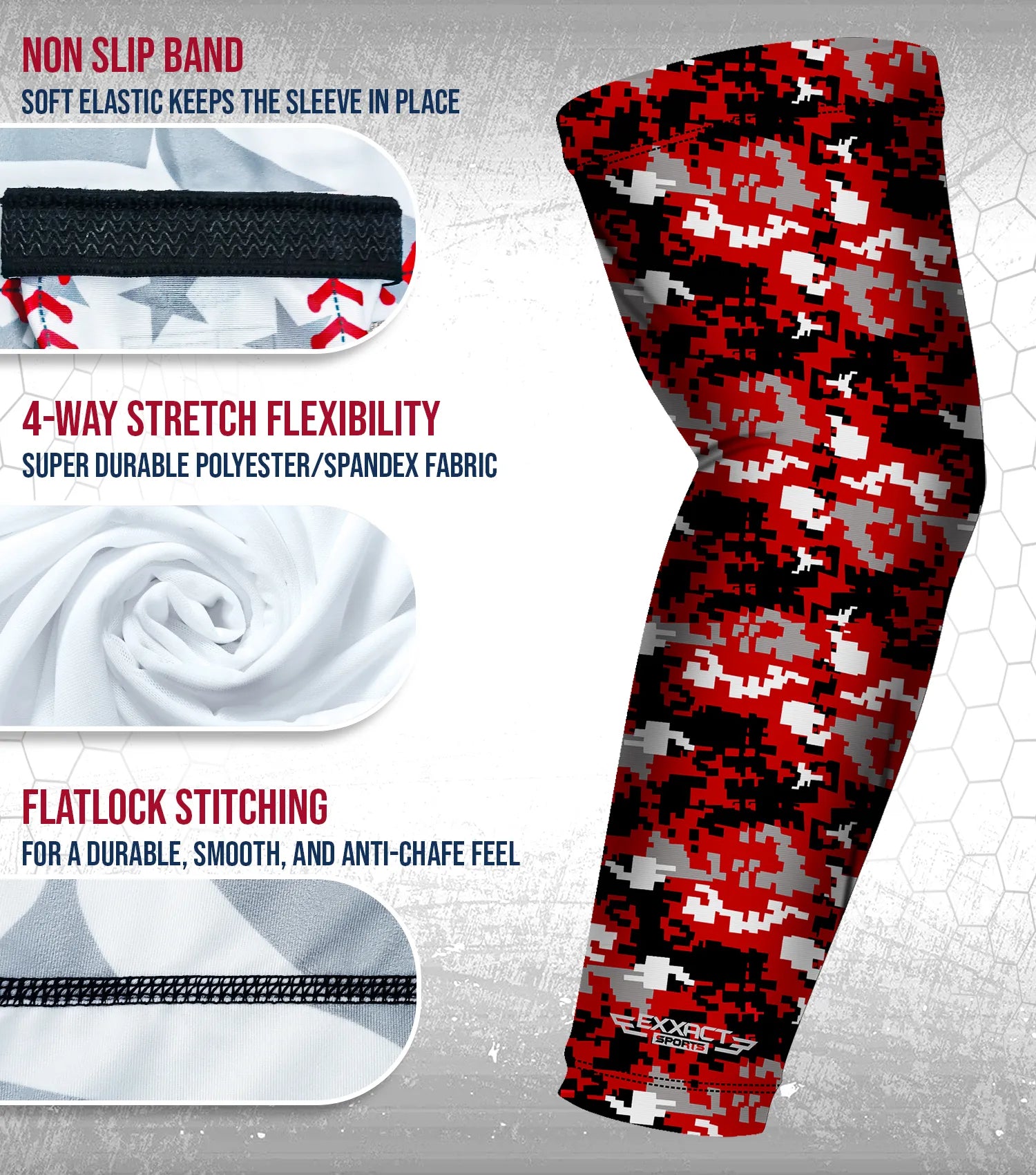 Compression Arm Sleeves for Mens & Womens Youth & Adult - (1 Pair) Red Camo