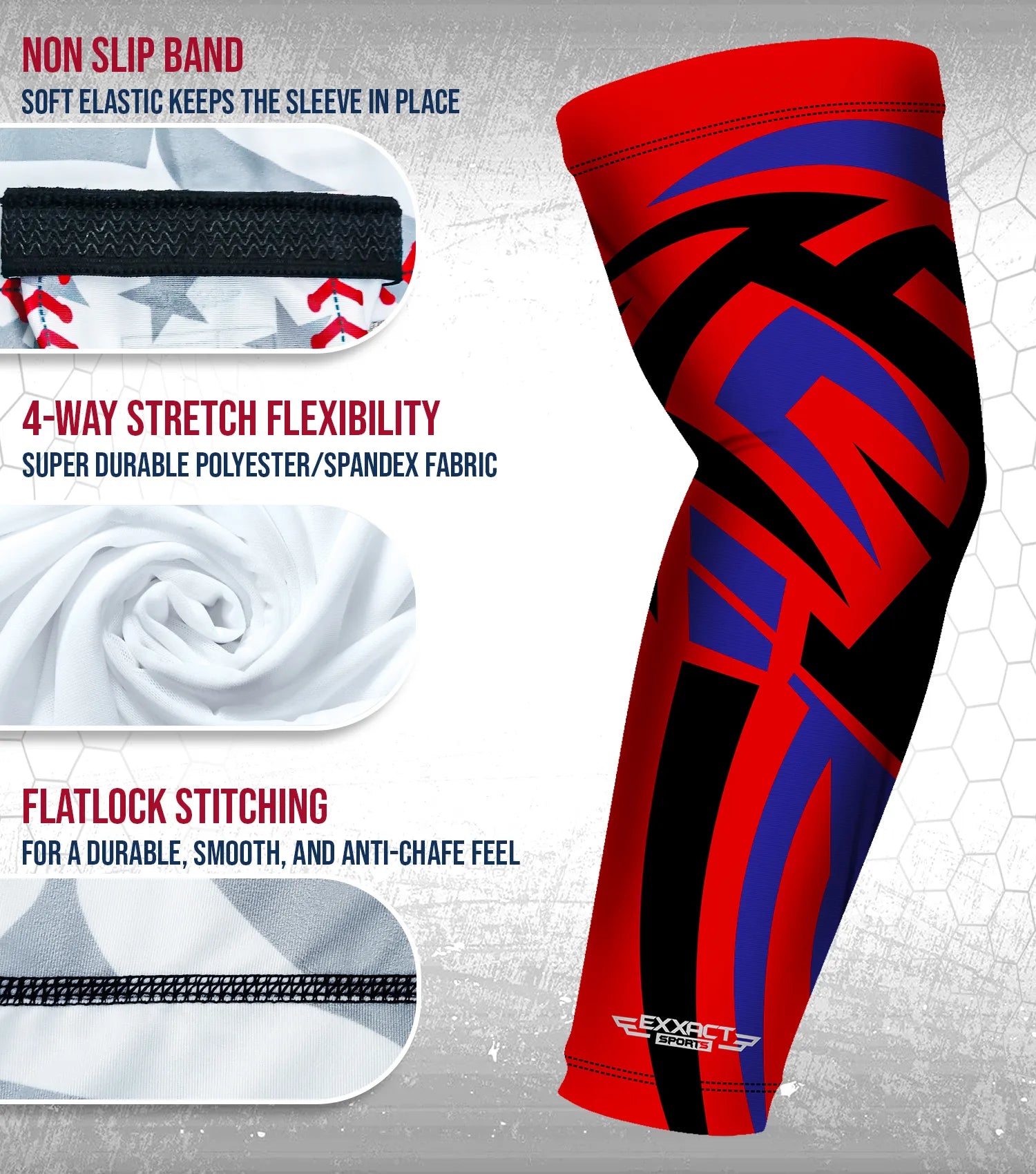 Compression Arm Sleeves for Mens & Womens Youth & Adult - (1 Pair) Red Tattoo