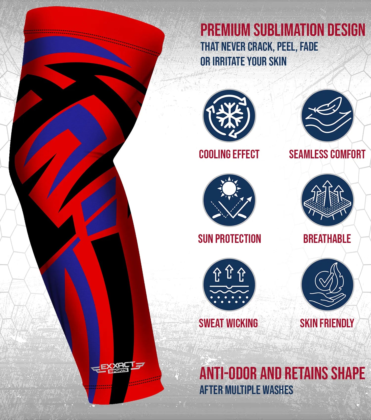 Compression Arm Sleeves for Mens & Womens Youth & Adult - (1 Pair) Red Tattoo