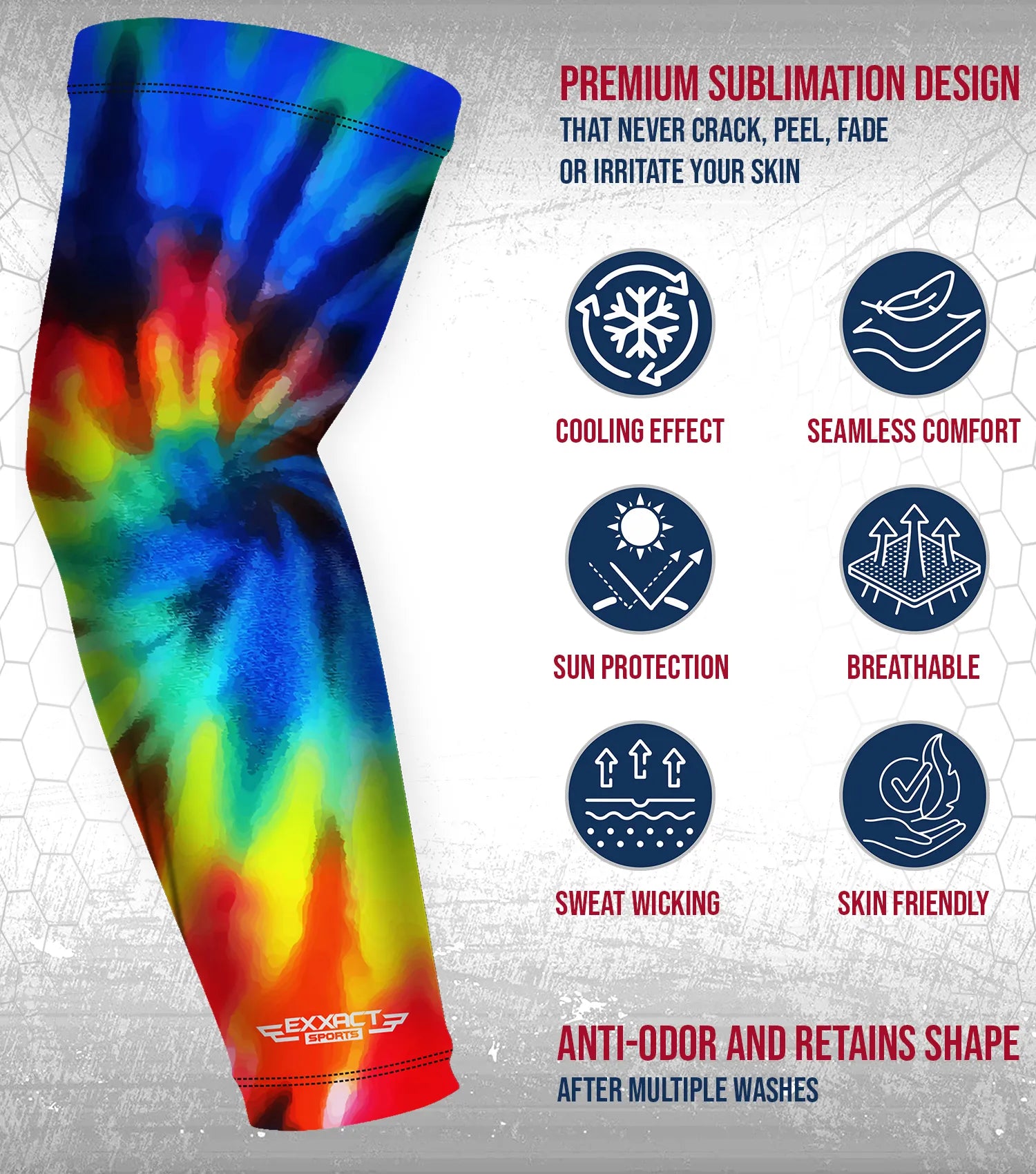 Compression Arm Sleeves for Mens & Womens Youth & Adult - (1 Pair) Tie Dye