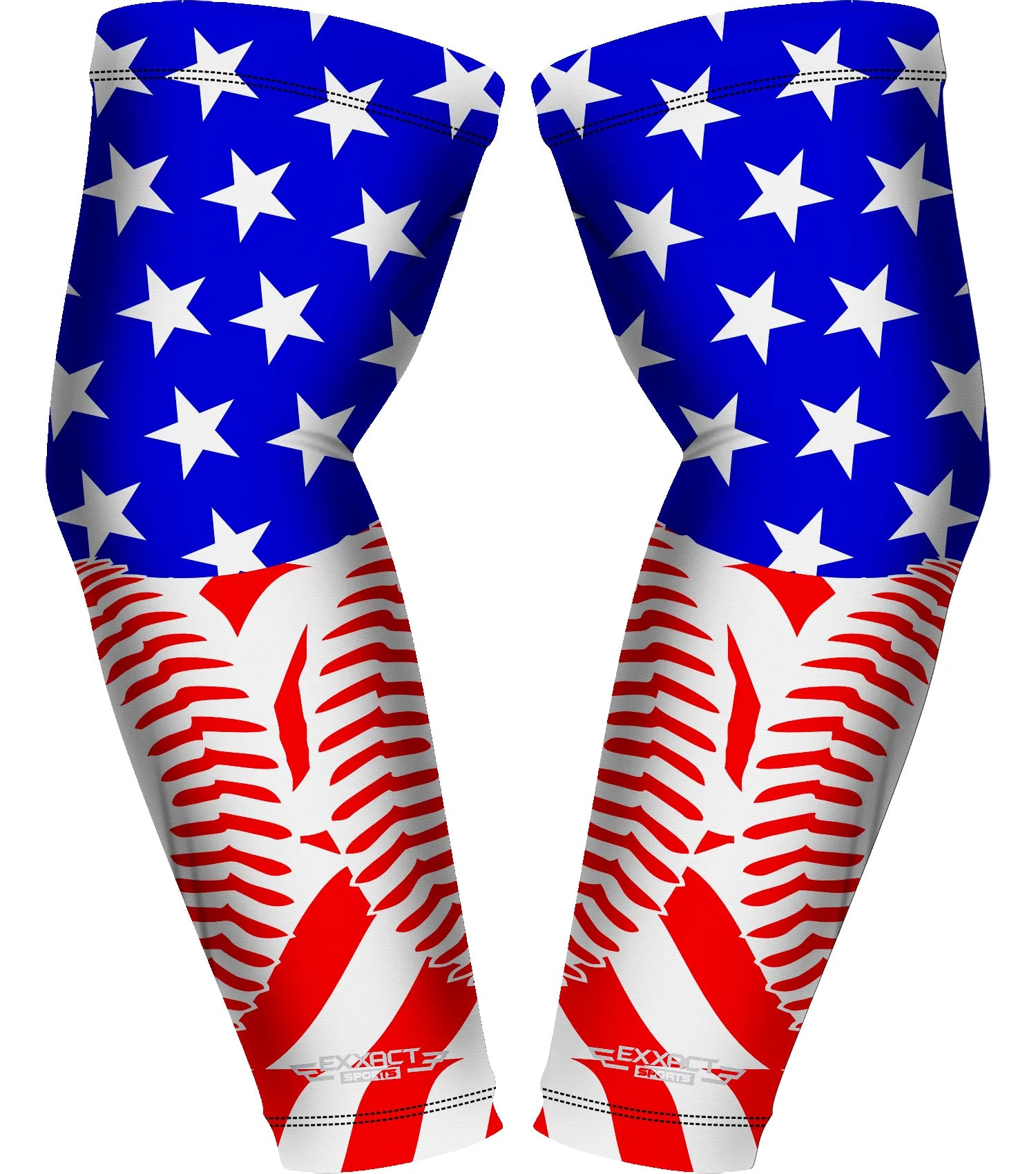 Compression Arm Sleeves for Mens & Womens Youth & Adult - (1 Pair) USA Baseball Flag