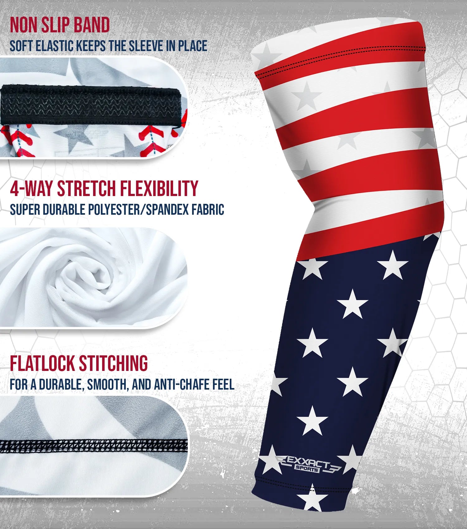 Compression Arm Sleeves for Mens & Womens Youth & Adult - (1 Pair) USA Flag