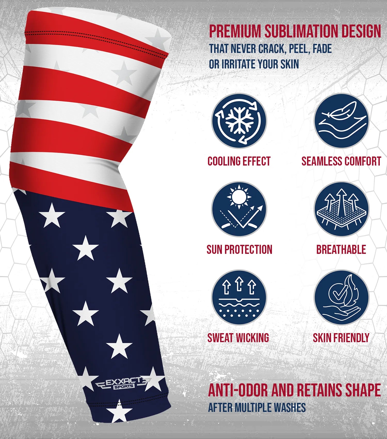 Compression Arm Sleeves for Mens & Womens Youth & Adult - (1 Pair) USA Flag