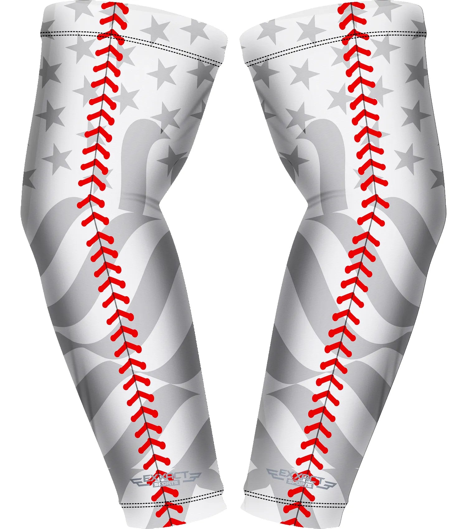 Compression Arm Sleeves for Mens & Womens Youth & Adult - (1 Pair) White Baseball Flag