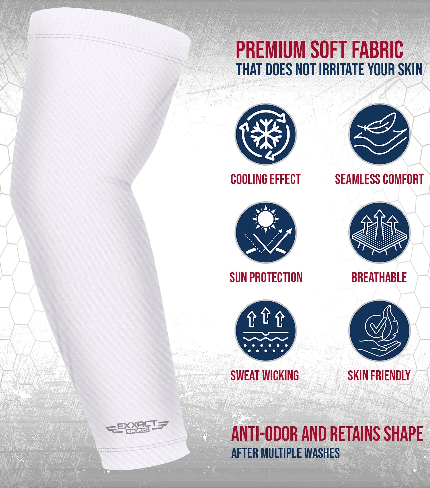 Compression Arm Sleeves for Mens & Womens Youth & Adult - (1 Pair) White