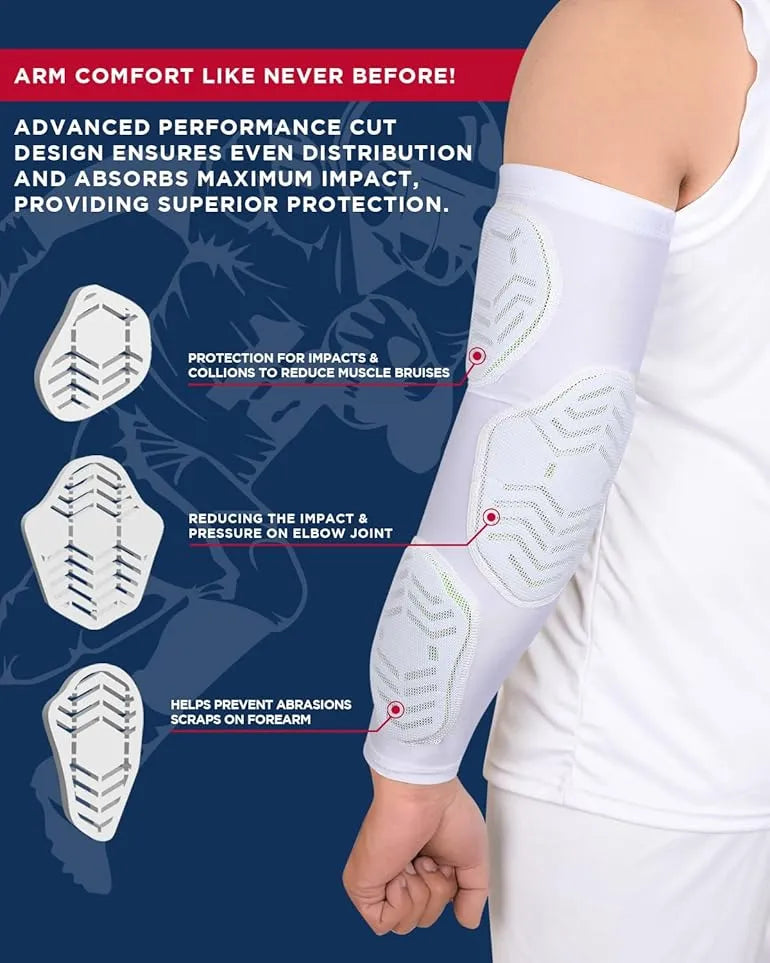 Compression 3-Padded Arm Sleeve , Football & Baseball 2 Pack (Adult, Youth)