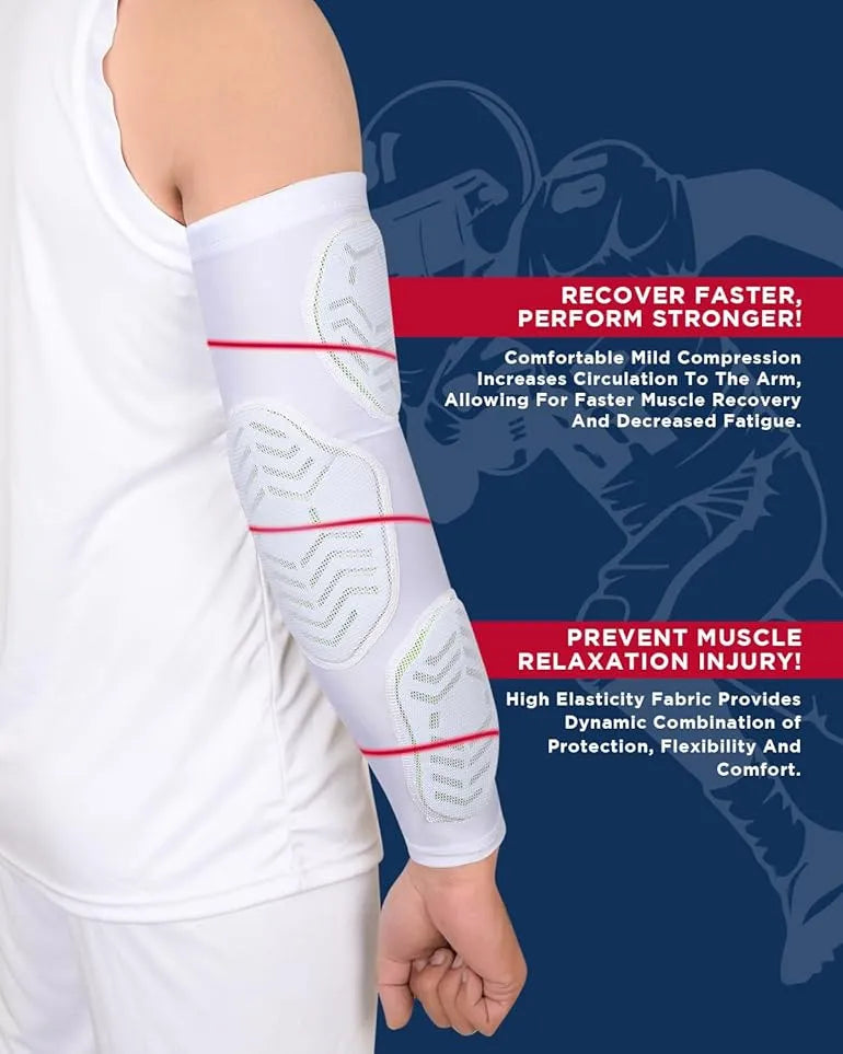 Compression 3-Padded Arm Sleeve , Football & Baseball 2 Pack (Adult, Youth)