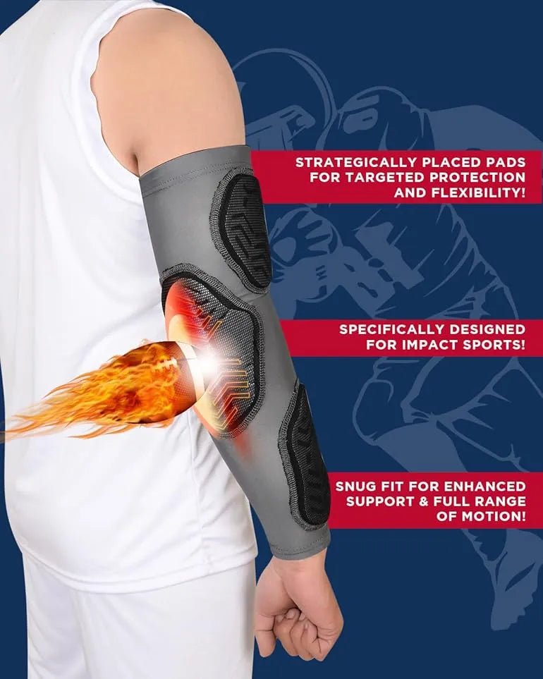 Compression 3-Padded Arm Sleeve , Football & Baseball 2 Pack (Adult, Youth)
