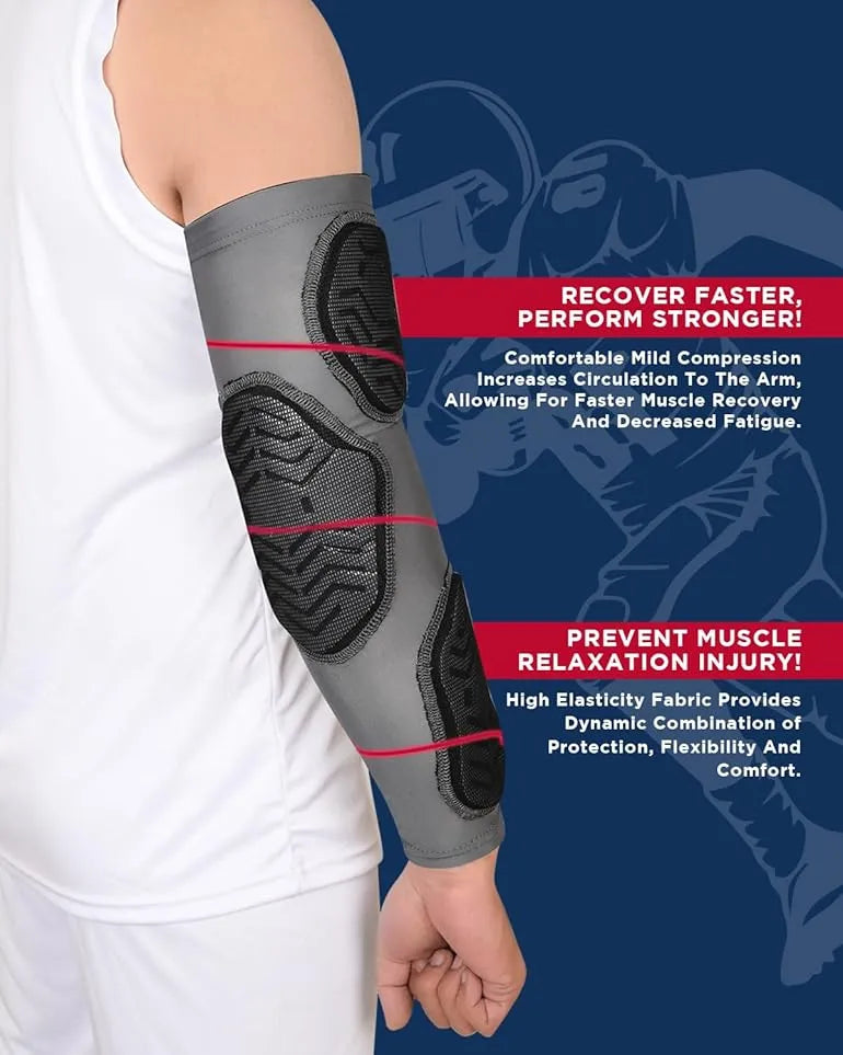 Compression 3-Padded Arm Sleeve , Football & Baseball 2 Pack (Adult, Youth)