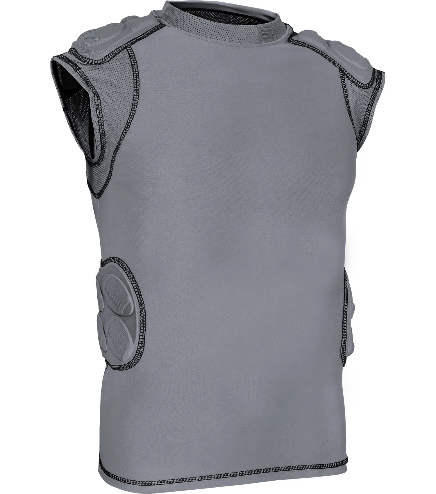 Defender 5 Pads Boys Football Compression Shirt Gray (Youth)