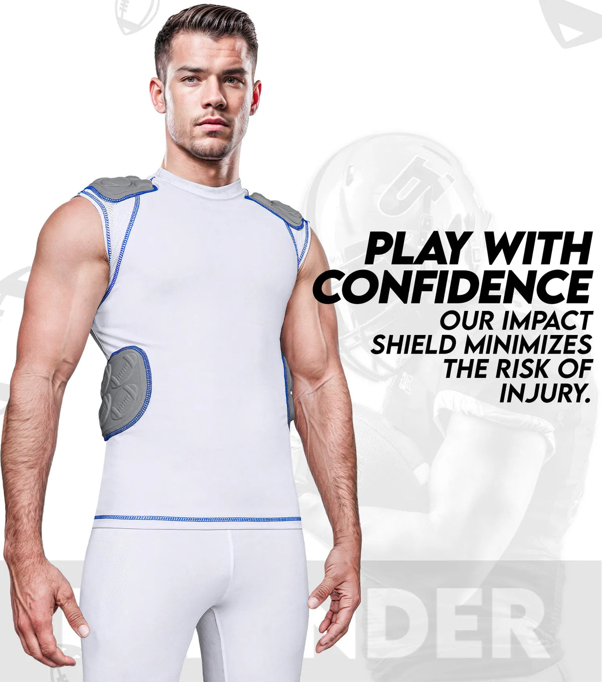 Football Compression Inner Defender 5 Pads Mens Football Compression Shirt Adult| Exxact Sports