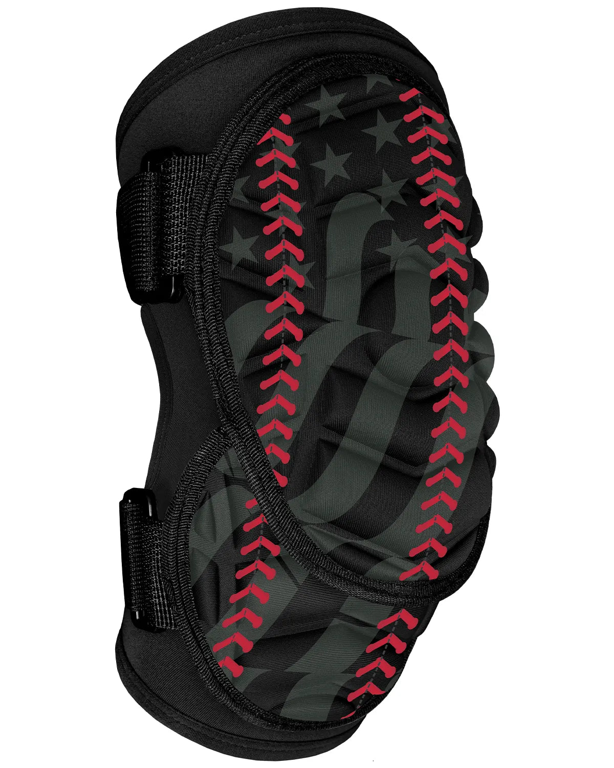 Defender Plus Baseball Elbow Guard with Adjustable Straps (Black Baseball Flag)