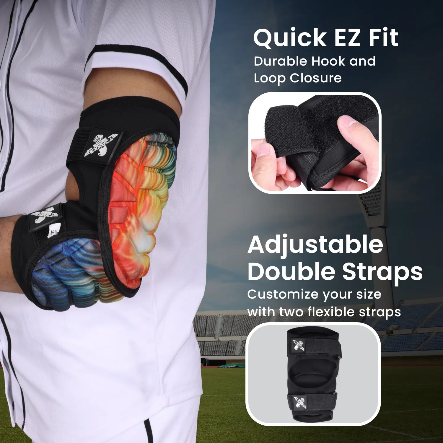 Defender Plus Baseball Elbow Guard with Adjustable Straps (Tie Dye)